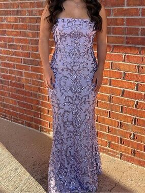 Lilac Sequin Evening Dress